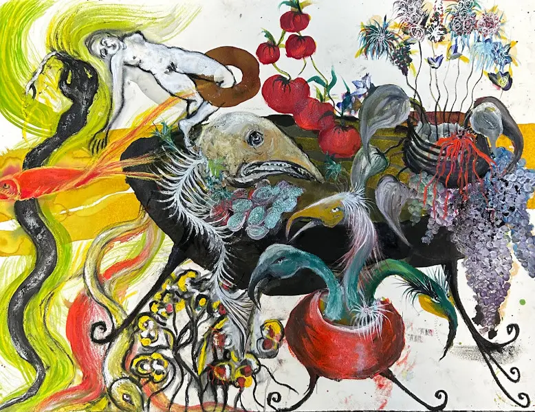 peinture à quatre mains par Sophie Sainrapt et Emmanuelle Renard