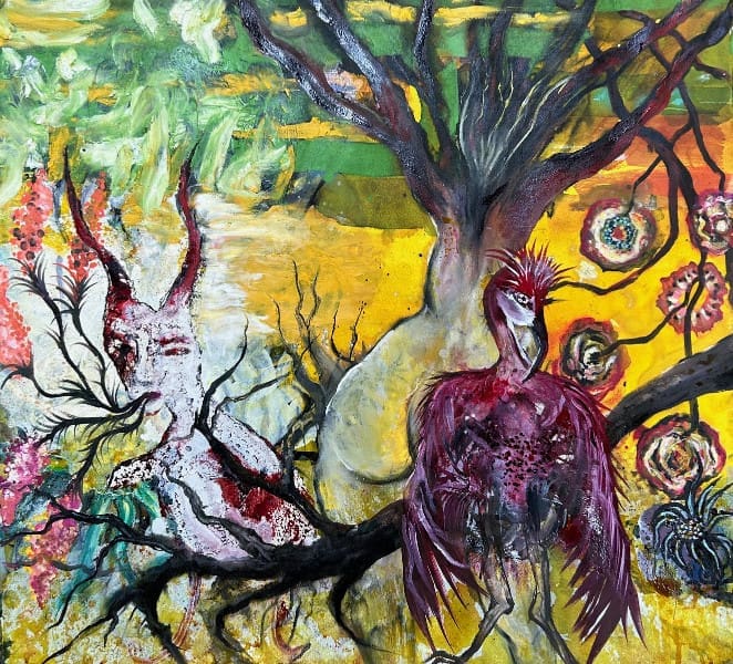 peinture à quatre mains par Sophie Sainrapt et Emmanuelle Renard